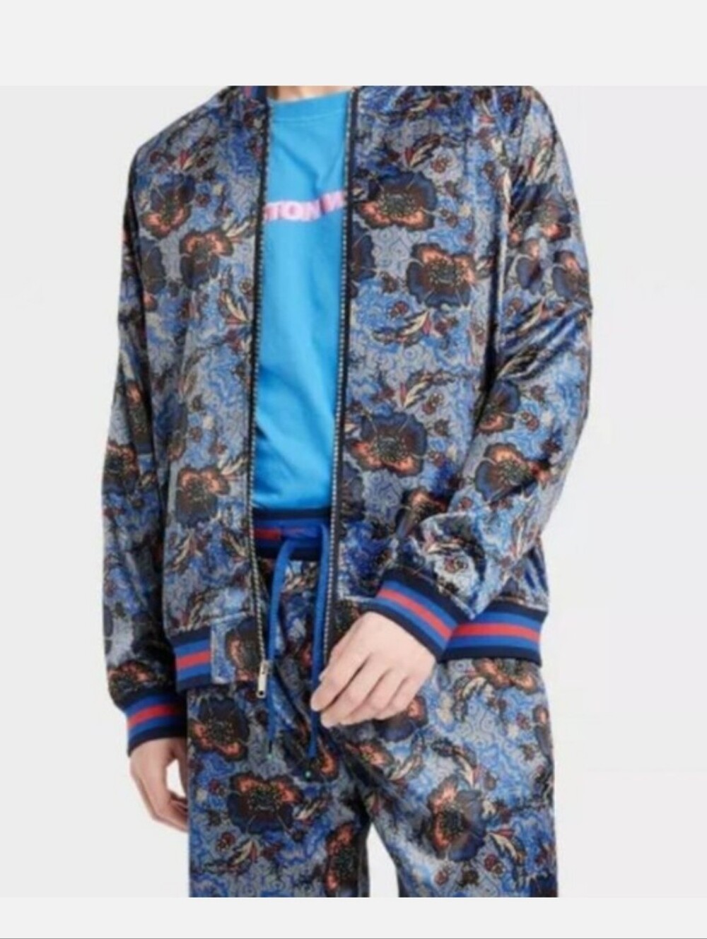 Houston White Blue Paisley Bomber Jacket